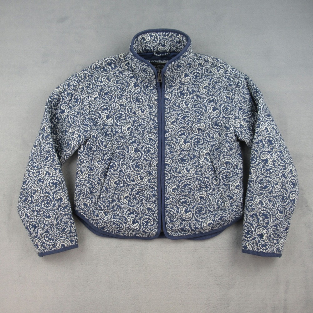 Levi Strauss Womens XS Blue Paisley Quilted Full Zip Puffer Jacket 007R00005 NEW
